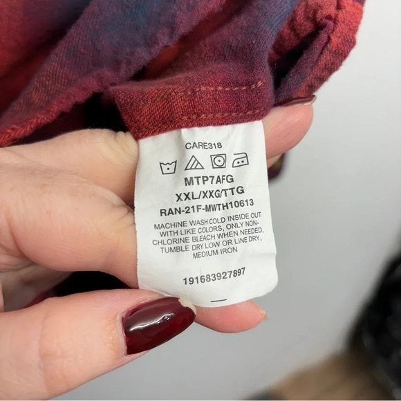 Wrangler Snap Front Cotton Shirt Red XXL Men's Plaid Check - Picture 4 of 6